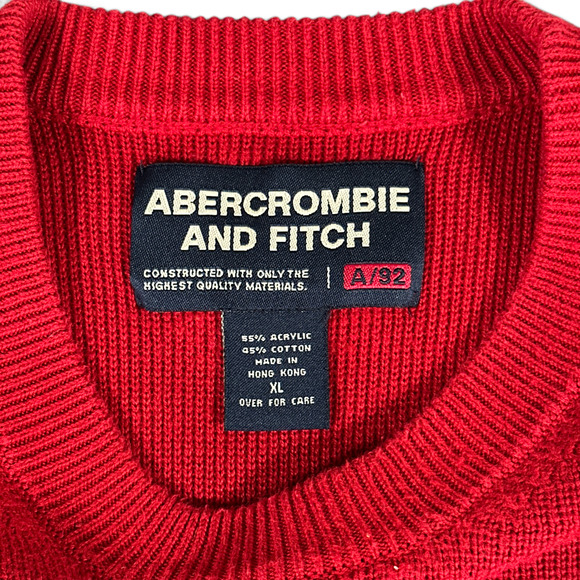Vintage Abercrombie & Fitch Sweater Adult MEDIUM Blue Red Y2K Preppy Two Tone - Picture 4 of 7